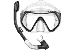 BuyCard Snorkel Set Kids 6-14, 180 Degree Panoramic View Dry Top Snorkeling Gear for Kids, Safe Anti-Leak Anti-Fog Diving Mask, Snorkel Set and Swimming Goggles
