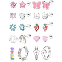 Diamday 8 Paia Orecchini Bambina E Donna In Acciaio Chirurgico 316L - Anallergici, Con Zirconi, Set Con Cerchi E Perno - Multicolore
