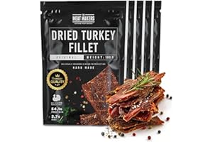 THE MEAT MAKERS - Original Dried Turkey Fillet 500g - Filet de dinde séché, viande de dinde séchée, collation à la viande à haute teneur en protéines. Idéal pour le sport, les pique-niques, au bureau