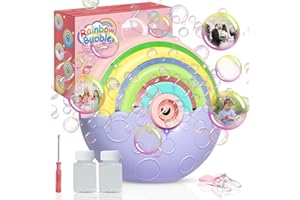 P PANACARE Bubble Machine Portable Automatic Bubble Blower Machine For kids, 2000+ Bubbles per Minute, Silent Design Rainbow Bubble Maker Machine with Bubble Solution/Lanyard/Battery Powered, Birthday Gifts