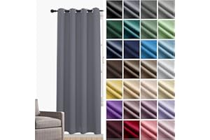 JRUI VerdunklungsvorhäNge 1er Set Thermovorhang KäLteschut mit öSen VorhäNge Wohnzimmer VorhäNge Blickdicht Schallschutz Vorhang für Schlafzimmer Wonhzimmer Büro 160 x 180cm (HXB) Dunkelgrau