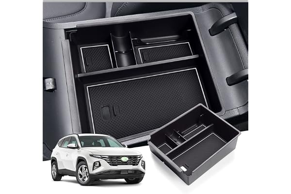 GAFAT Hyunda-i Tucson NX4 2021-2023 2024 (Automatique) Boîte de Rangement pour Console Centrale, Tucson 2023 2022 Accoudoir Organisateur Tray Boîte à Gants (Blanc)