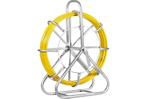 Happybuy Ruban à Poisson en Fibre de Verre 130m Roue en Fer Ruban à Poisson en Fibre de Verre 6MM 425FT Câble Fibre De Verre(130m)