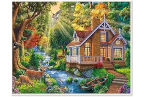 DCIDBEI 50x40CM 5D Diamond Painting Paisaje Naturaleza, Cuadrado Punto de Cruz Diamante Cascada, Bordado Diamante kit Completo Animales, Ocio Creativo Adulto Decoración Interior Salón y Pasillo