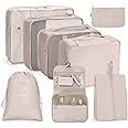 OSDUE 8pcs Packing Cubes for Suitcases - Waterproof Travel Essentials Bag, Clothes & Shoes Storage, Cosmetics & Toiletries Organizer
