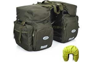 ZTZ Sacoche Siège de Vélo, Toile Cyclisme Porte-Bagage Arrière, Étanche, Enroulable, Armée Verte