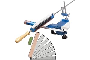 CWOVRS Aiguiseur Couteaux Professionnel, Kit d'Aiguiseurs de Couteaux à Dégagement Rapide, Système d'Affûtage de Couteaux à Angle Fixe avec Maintien Abrasif, 6 Pierres à Diamant 1 Cuir 1 Pâte