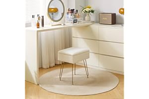 ‎YMYNY YMYNY Schminkhocker Stuhl mit Stauraum, Pouf Couch Hocker, Moderner Multifunktionaler Make-up-Hocker für Schlafzimmer, Wohnzimmer 40 x 30 x 47CM Weiß HBD031W