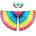 Proumhang Kids Bird Wings Costume For Age 3~8 Years,Bird Owl And Peacock Masque Owl Dress Up,Boys Girls Felt Eye Masque And Wings Set,Halloween Colorful Fancy Dress