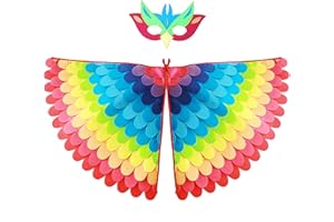 Proumhang Costume da 2 Pezzi per Bambini con Ali di Uccello per età da 3 a 8 Anni,Gufo di Uccello e Maschera di Pavone Vestito da Gufo, Maschera per Occhi e Ali di Feltro,Halloween,Stile 12
