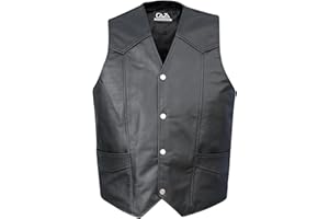 CAZA Leather Motorcycle/Motorbike Waistcoat Vest Cut - Mens Riding Club Black Biker Vests With Braided Laced Sides