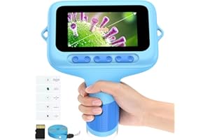 HUTACT Microscopio Digitale Portatile Bambini: Schermo da 3,0" 1000X Ricaricabile Microscopio Portatile - 5 Lamine Vetro Lab per Bambini Esploratori 6-12 Anni, Viaggio Scienza Casa