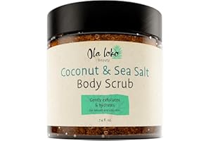 OLA LOKO Coconut and Dead Sea Salt Body Scrub - Body Scrub Exfoliator, Scrubs & Body Treatments with Hyaluronic Acid & Vitamin E, Exfoliating Body Scrub to Moisturize & Remove Dead Skin, Exfoliating Scrub