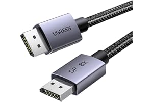 UGREEN DisplayPort Cable 8K@60Hz 6.6FT [VESA Certified] Braided DP 1.4 Display Lead Support 4K@240Hz, 2K@240Hz 32.4Gbps, HDCP 2.2, HDR, FreeSync&G-Sync, 3D Compatible with Gaming Monitor PC HDTVs (2M)