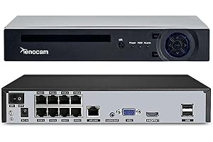 Xenocam 8CH PoE NVR 5MP H.265 Grabador de vídeo en Red de Seguridad soporta hasta 8 x 5MP /4MP /3MP 1080P Cualquier cámara IP detección de Movimiento alertas de Correo electrónico