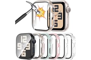 HAANILKYI 6 Stück Schutzhülle mit Displayschutzfolie Kompatibel mit Apple Watch SE 2 Series 6 5 4 SE 44mm, Rundum Ultradünne PC Hard Hülle Kratzfest Schutzhülle für iWatch 44mm