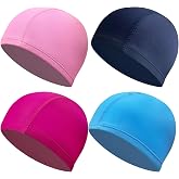 4 Pack Unisex Swim Cap, Quick Dry Elastic Cap for Adults and Kids, Soft and Durable for Men and Women