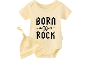 culbutomind Body Bébé Jumeaux Born To Rock Naissance Vêtement Fille Garçon Cadeaux Manches Courtes Jumeau Pyjama Bébé Avec Bonnet