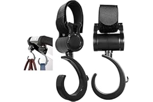 DRSUMLF 2 Pack Buggy Clips Pram Clips Stroller Hooks Pushchair Hooks for Hook Your Shopping Bags, Handbag or Change Bag on Your Stroller, Pram or Pushchair, 360 Degree Swivel Clips with Hooks
