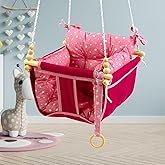 Bundera Wag Swing &Ccedil;ocuk Ahşap Bebek Hamak Ev Tavan Bah&ccedil;e Salıncağı (Pembe)