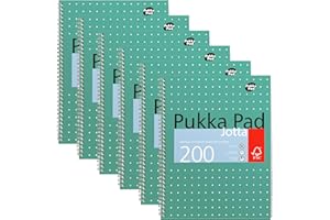 Pukka Pad, A4 Metallic Jotta Book 6 Pack – 21 x 30cm – Wirebound Notebook with 8mm Lines and 80GSM Paper – Features 4-Hole Punch Margins and Perforated Edges - 200 Pages, Green