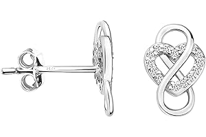 SOFIA MILANI - Boucles d'Oreilles pour Femmes en Argent 925 - avec Pierre de Zircon - Boucles d'Oreilles avec Motif en Forme de Clous de Coeur et Infini