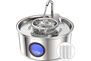 Kittyspout Fontaine à Eau pour Chat, 3,2 L Fontaine a Eau Chat INOX avec FenêTre Transparente, Fontaine Chat Ultra Silencieuse 2-en-1 avec Bol Amovible en INOX, 3 Filtres à Charbon Actif Inclus