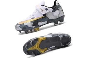 UZB Boys Girls Football Boots Kids Soccer Hook and Loop Training Cleats Shoes Little/Big Kid