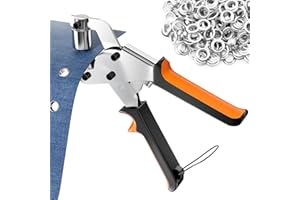 Ceisazira Remachadora de Ojales Metálicos (Ø interior 10 mm), Alicates Profesionales con 500 Ojales, Maquina de Ojales de Acero al Carbono para Lonas Tejidos Velas Solares Cartón Cuero y PVC