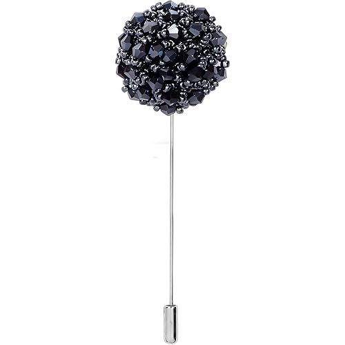 Peluche Crystal Flower Brooch/Lapel Pin for Men