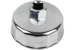 ESOLDNIC Oil Filter Wrench Cap 64-65mm 14 Flutes Chrome Plated High Carbon Steel Oil Filter Removal Tool, 1/2 inch Square Drive 22mm Hex Head Oil Filter Socket Wrench for Toyota A8, Nissan, Honda, etc