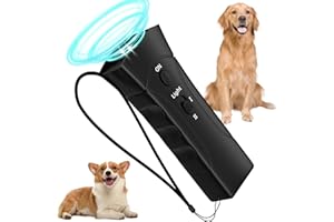 QEWEUUIE Antibell für Hunde,25 Fuß 3-in-1 Antibell Ultraschall Gerät,2 Modi Mini-antibell halsband für drinnen und draußen, wasserdicht Anti Bell Gerät Hunde,Geeignet für kleine, mittelgroße und große Hunde.