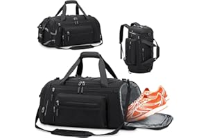 RAINSMORE Borsone Palestra Uomo Donna Borsa Palestra 40L con Scomparto Scarpe e Tasca Umida Borsa da Viaggio Piscina Sportiva Nero