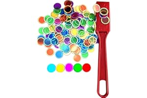 DINGFENG Magnetische Stäbe und Bingo Chips Set Magnetstab100 Metall Ringed Discs Wissenschaft STEM Kit Lernzubehör Familie Spiel Nacht Lotto Token Magnetic Rod for kinder Toy Homeschool Supplies Math Counters