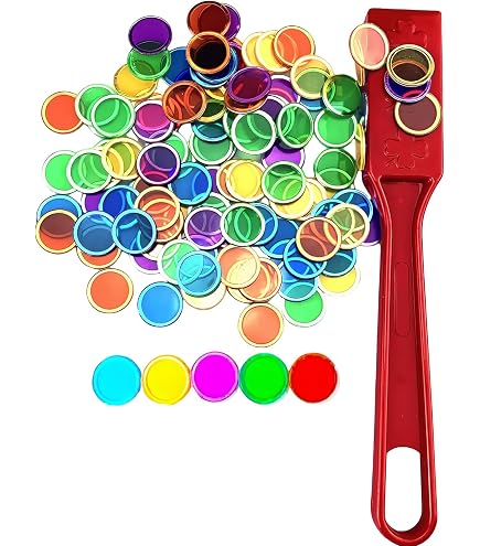 Kit De Bingo Magnétique - 100 Jetons Colorés + 1 Bâton Aimanté - Jeu éducatif Pour Enfants - Apprentissage Des Couleurs Et Calcul - 6