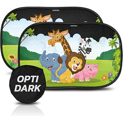 Set 2 Tendine Parasole Auto Per Bambini 51x31 Cm - Protezione UV, Trasparenti, Adesive Universali, Design Delfini