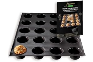 SILPAT Flexipan Moule 20 Mini Muffins Moelleux Sucrés ou Salés - Cuisson Uniforme, Antiadhésif, Haute Résistance - Accessoire Patisserie, Cuisine - Parts individuelles - Fabrication Française