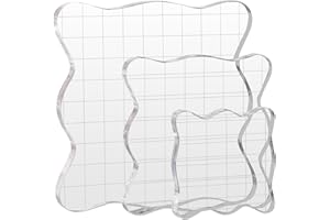 Kesote 3 Stück Stempelblock Set Acrylblock mit Gitter für Scrapbook Fotoalbum, Transparent