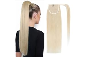 Benehair Coda Capelli Extension 55cm Clip Extension Capelli Veri Coda Extension Clip Capelli Lunghissimi Lischi 95g, Biondo Platino