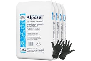 PARADIES POOL Alposal Sel de piscine, 75 kg, convient pour chlorinateur, électrolyse saline, sel de piscine, avec 1 paire de gants jetables Arnomed