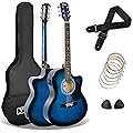 3rd Avenue Pack Guitare Électro-Acoustique À Pan Coupé 4/4 Taille Standard pour Débutants, Accordeur et Eq Intégrés – Bleu