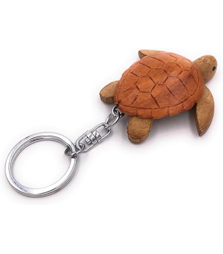 Porte-clés Tortue De Mer En Résine Faits Main En Blanc Et