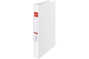 Esselte 2 Ring Binder, PP, Holds up to 190 Sheets, Vivida Range, 42 mm Spine, 14449 - A4, White