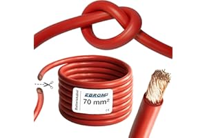 EBROM Cavo per batteria Hi-Flex (Hi Flex) 70 mm2 - al metro in rosso - molto flessibile - guaina in PVC (70 ± 5 Shore) - 100% rame OFC 70 mm² - come cavo di avviamento, cavo di ricarica o simili
