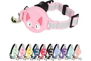 Kittytag Obroża dla kota z akcesoriami kompatybilnymi z Airtag Apple, odblaskowy i świecący czat GPS z zabezpieczeniem przed uduszeniem, regulowany, Airtag GPS nie wchodzi w zakres dostawy! (kwiat