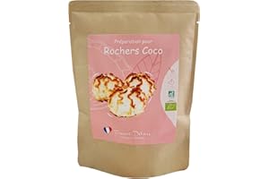 FRANCE DELICES FRANCE DÉLICES - Préparation Pâtisserie Pour Rochers Noix De Coco Bio - Dessert Ou Goûter Gourmand Et Naturel - Fabrication Artisanale En France - Sans Gluten - 10/12 Rochers - 200g