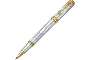 Xezo Maestro stylo-roller, pointe fine. Nacre blanche d'origine océanique avec placage en platine pur. Fabriqué à la main, édition limitée, numérotée