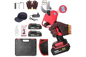 GENÉRICO Tijeras de Podar Eléctricas 40mm, Tijeras de Podar Batería Profesional con Baterías 2x2000mAh, Motor sin Escobillas, Cuchillas Sharp SK5, Pantalla LCD, Podadora Eléctrica para Viña, Huertos y Jardines