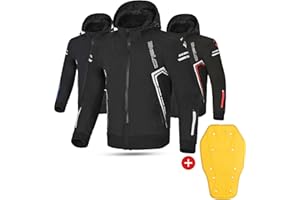 MAXIMO-MOTO Motorcycle Hoodie Armoured Motorbike Jackets for Men with Protective Softshell Hoodie, Waterproof Motorcycle Jacket, CE Approved Armored Hoodie