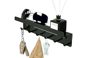 TEEQZIO Schlüsselbrett Mit Ablage Posthalter mit Ablage 6 Haken die Wand Schlüsselboard für Flur, Küche, Dekor, Eingangsbereich, Büro, Badezimmer, Wohnzimmer (Schwarz)